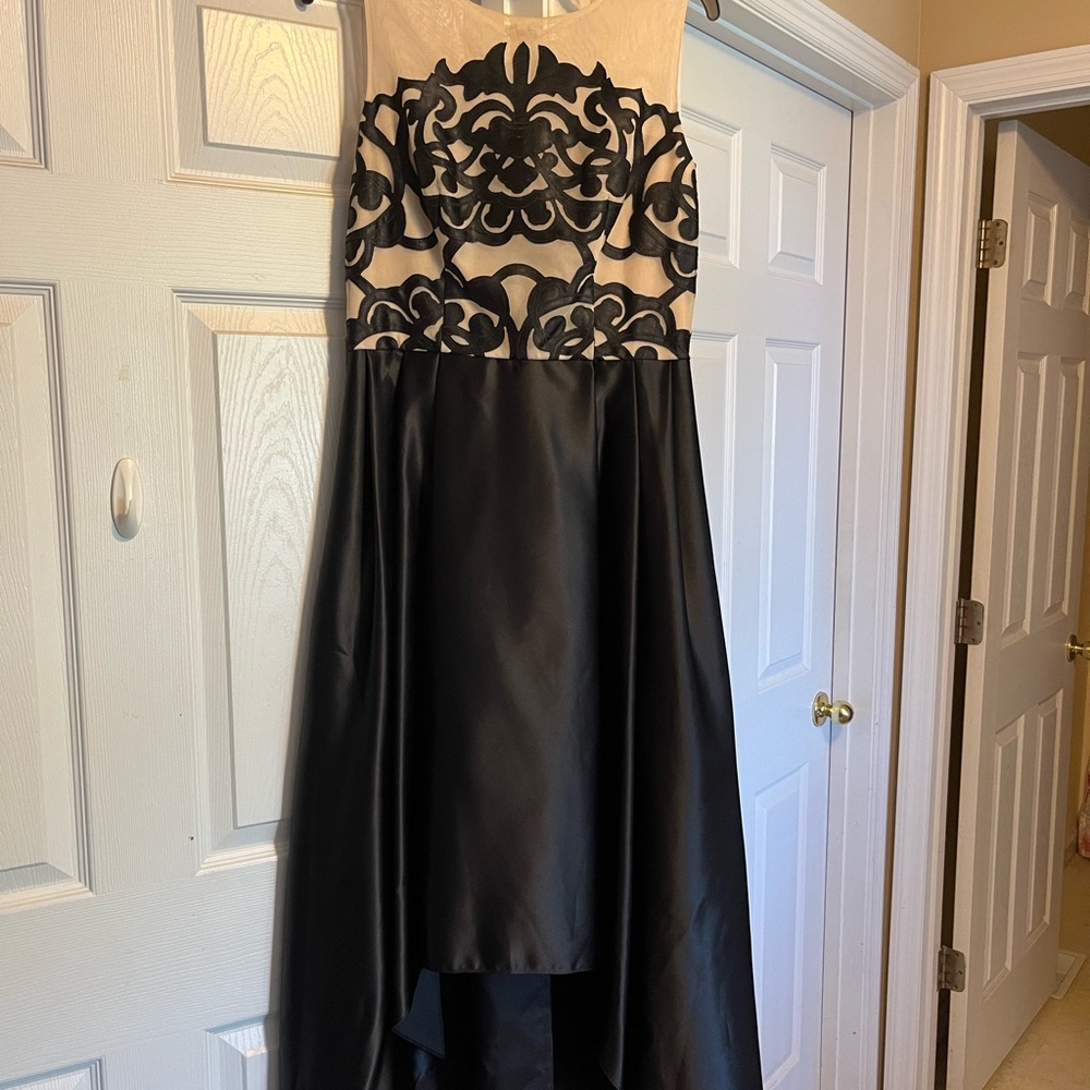 Black Illusion-Neckline High-low Dress